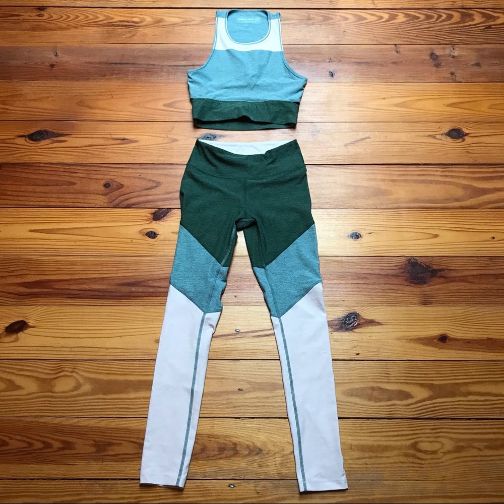 Outdoor Voices Tri-Tone Bra and Leggings, NWOT XS